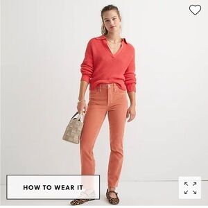 NWT J. Crew Pant Trouser High Rise Vintage Straight Corduroy Fireplace Red Plus